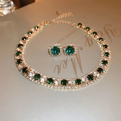 Colorful Crystal Necklace & Earring Set