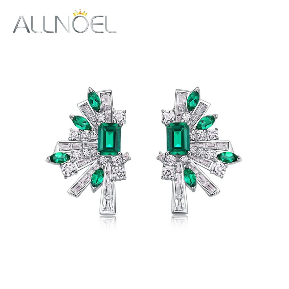 925 Silver Lab Emerald Wing Earrings