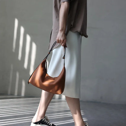 Cowhide & Nylon Hobo Shoulder Bag
