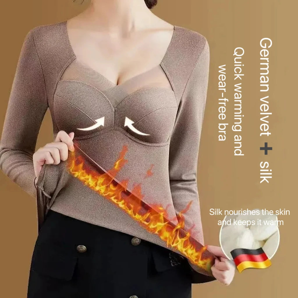 Women’s V-Neck Velvet Thermal Undershirt