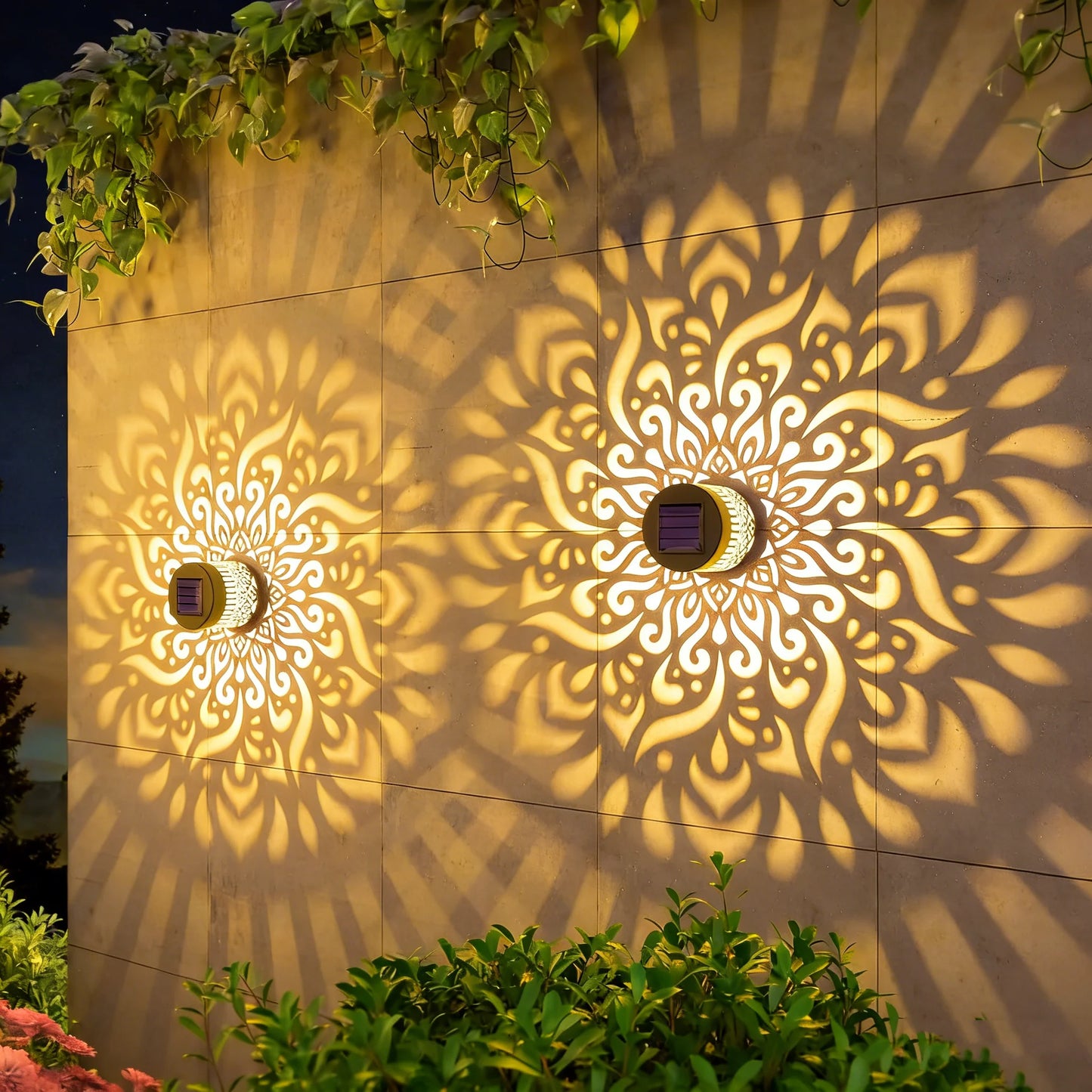 Solar Mandala Projector Garden Wall Light