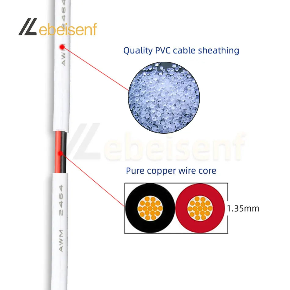 2-Pin LED Power Connector Cable with Lock Buckle