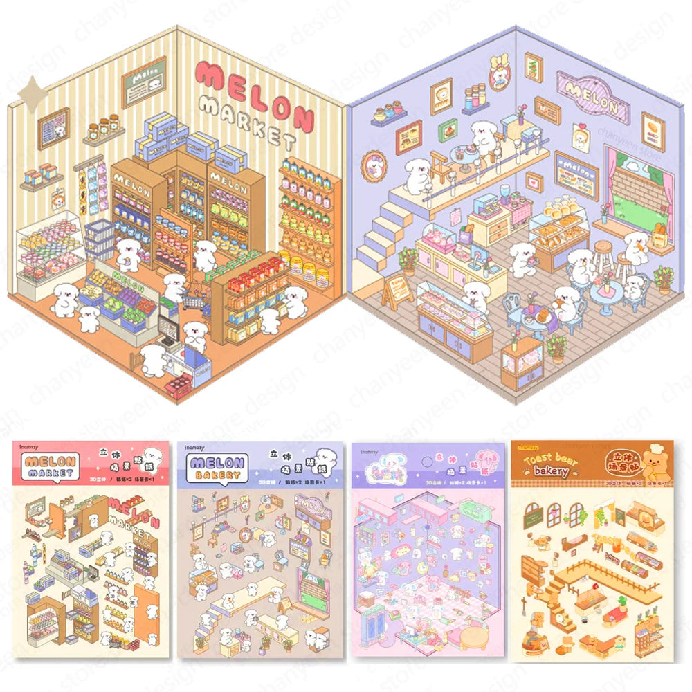 3D Cabin Scene DIY Sticker Kit