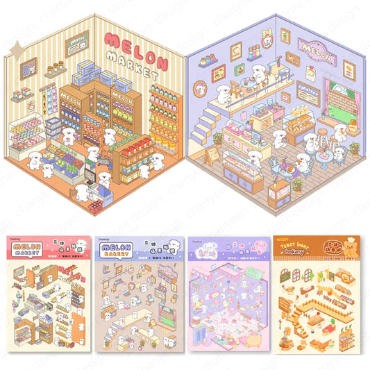 3D Cabin Scene DIY Sticker Kit
