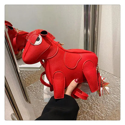 Horse-Shaped PU Leather Crossbody Shoulder Bag