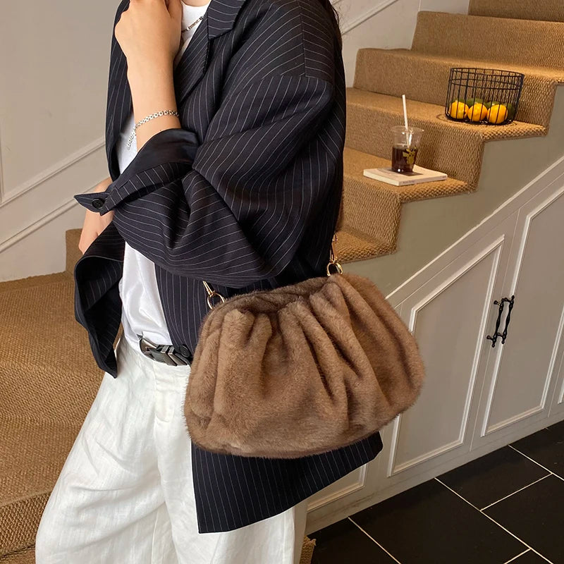 Women’s Faux Fur Cloud Shoulder Bag