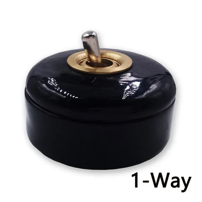 Retro Round Ceramic Toggle Wall Light Switch