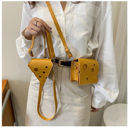 Cheese-Shaped Mini Crossbody Bag for Women