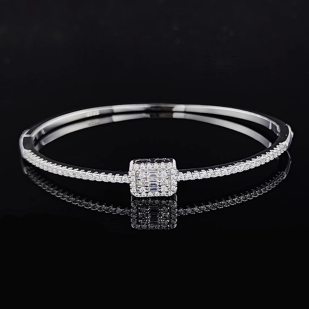 Rectangular Cubic Zirconia Bangle Bracelet