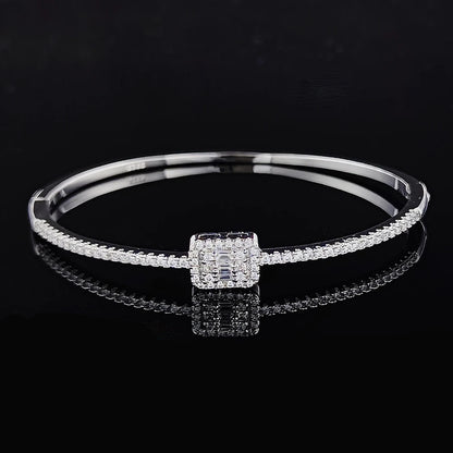 Rectangular Cubic Zirconia Bangle Bracelet