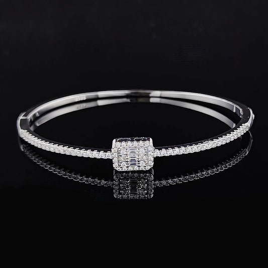 Rectangular Cubic Zirconia Bangle Bracelet