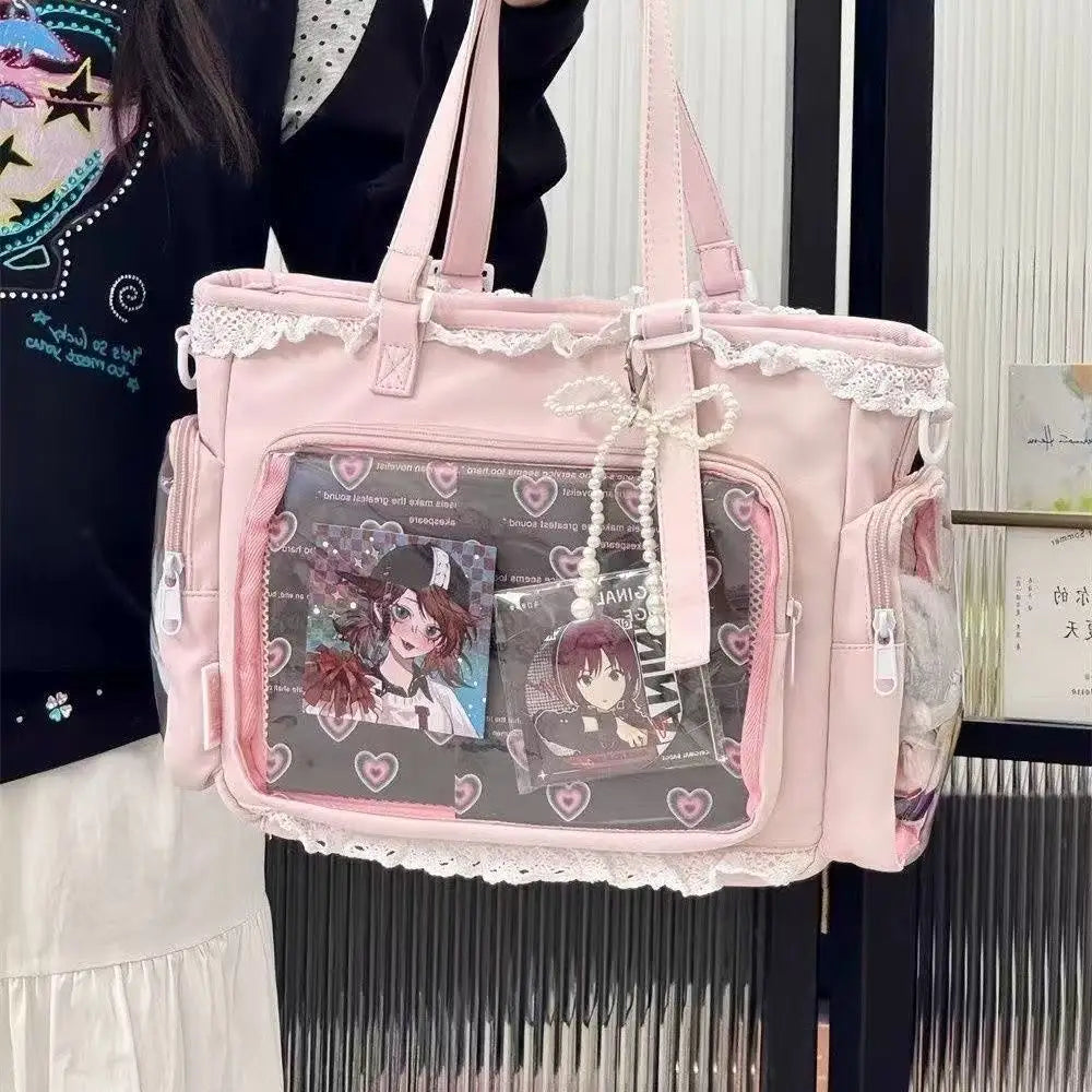 Large Canvas Ita Crossbody Tote Bag