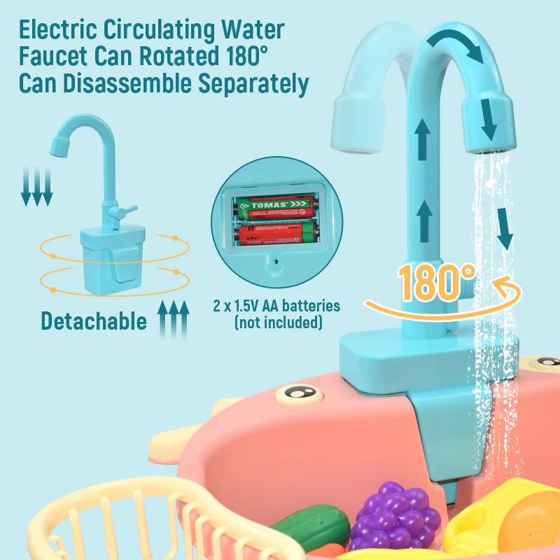 Kids Kitchen Sink Toys Simulation Electric Dishwasher
