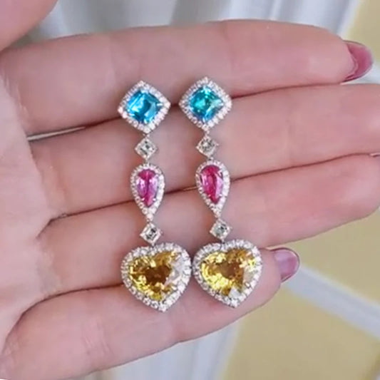 Huitan Luxury Colorful Cubic Zirconia Earrings