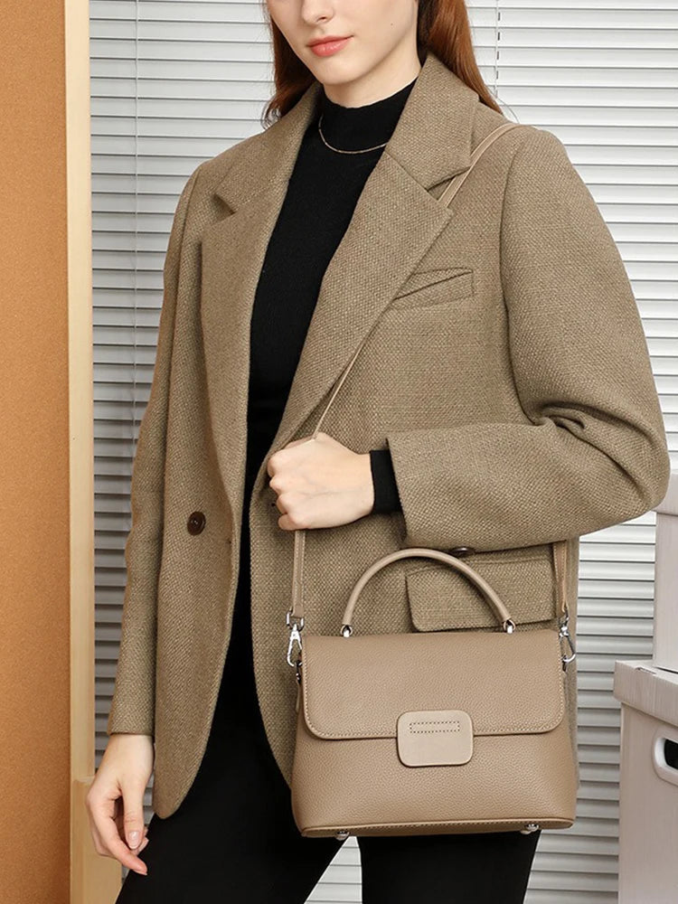 Zency Genuine Cowhide Leather Crossbody Bag