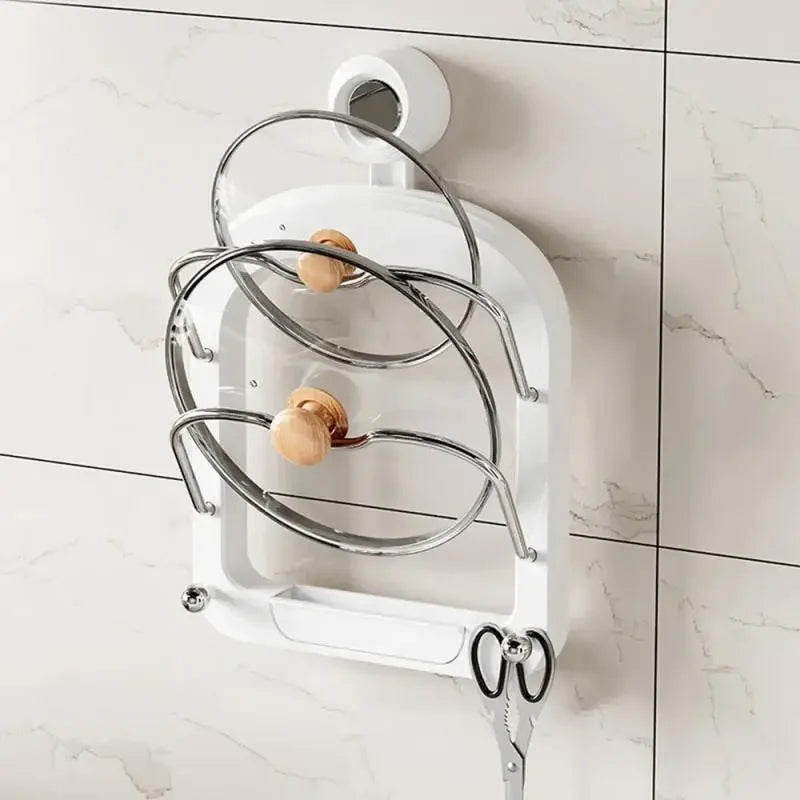 Wall-Mounted Pot Lid Organizer Rack