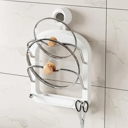 Wall-Mounted Pot Lid Organizer Rack