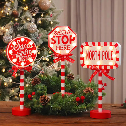 LED Santa Stop Here Christmas Sign