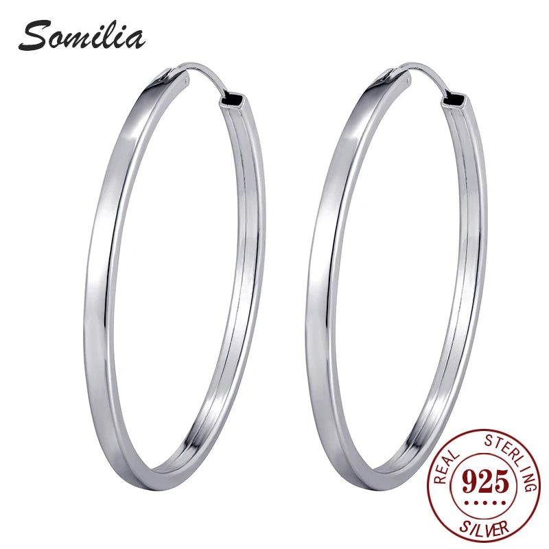 925 Sterling Silver Large Hoop Earrings