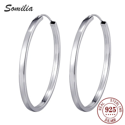 925 Sterling Silver Large Hoop Earrings