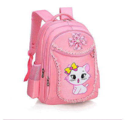 Pink Cat Bowknot Kids School Backpack