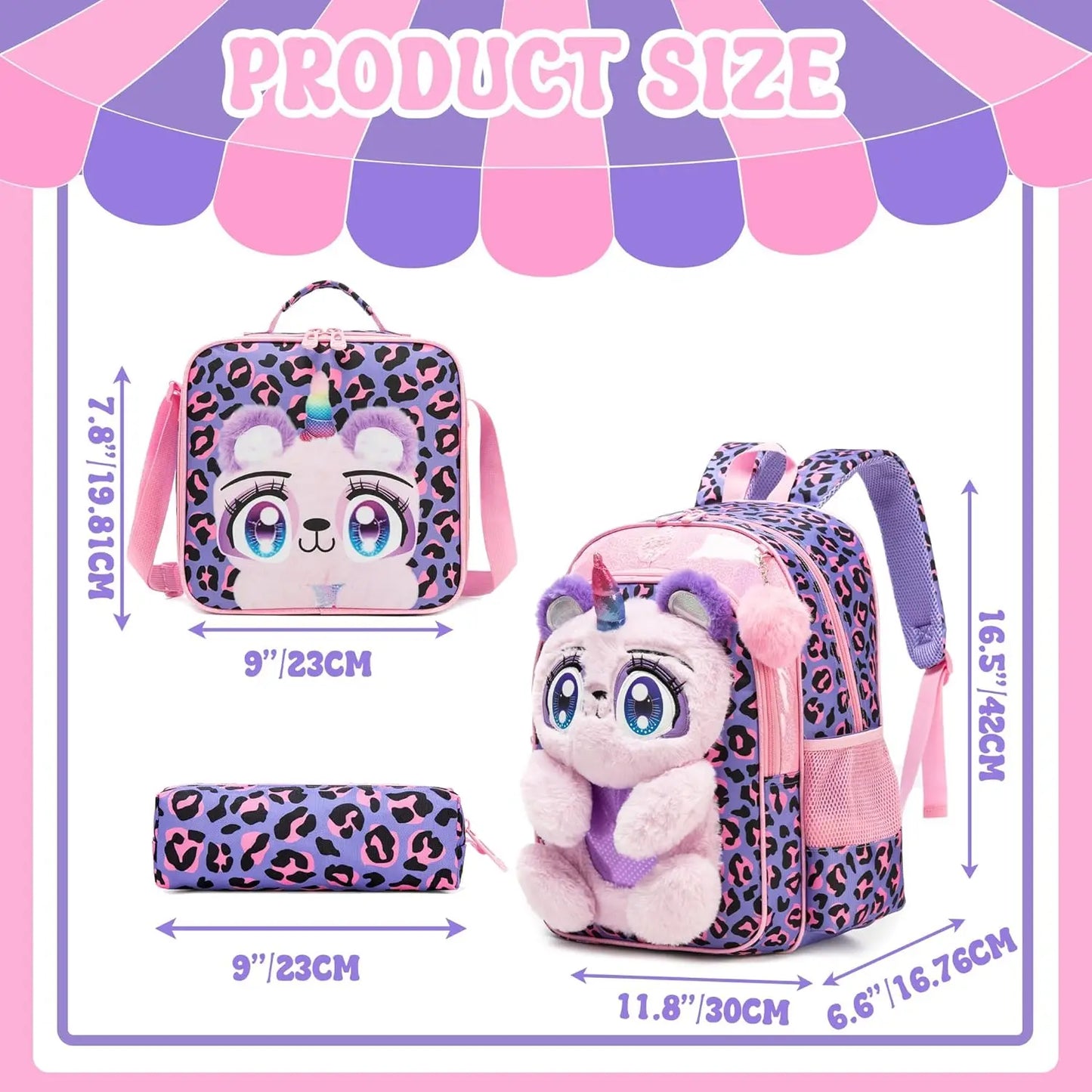 Girls 3-Piece School Backpack Set