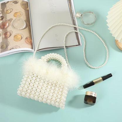 Pearl Beaded Evening Clutch Bag