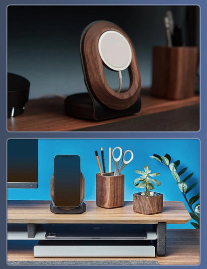 Wooden Magnetic Charging Stand for Smartphones