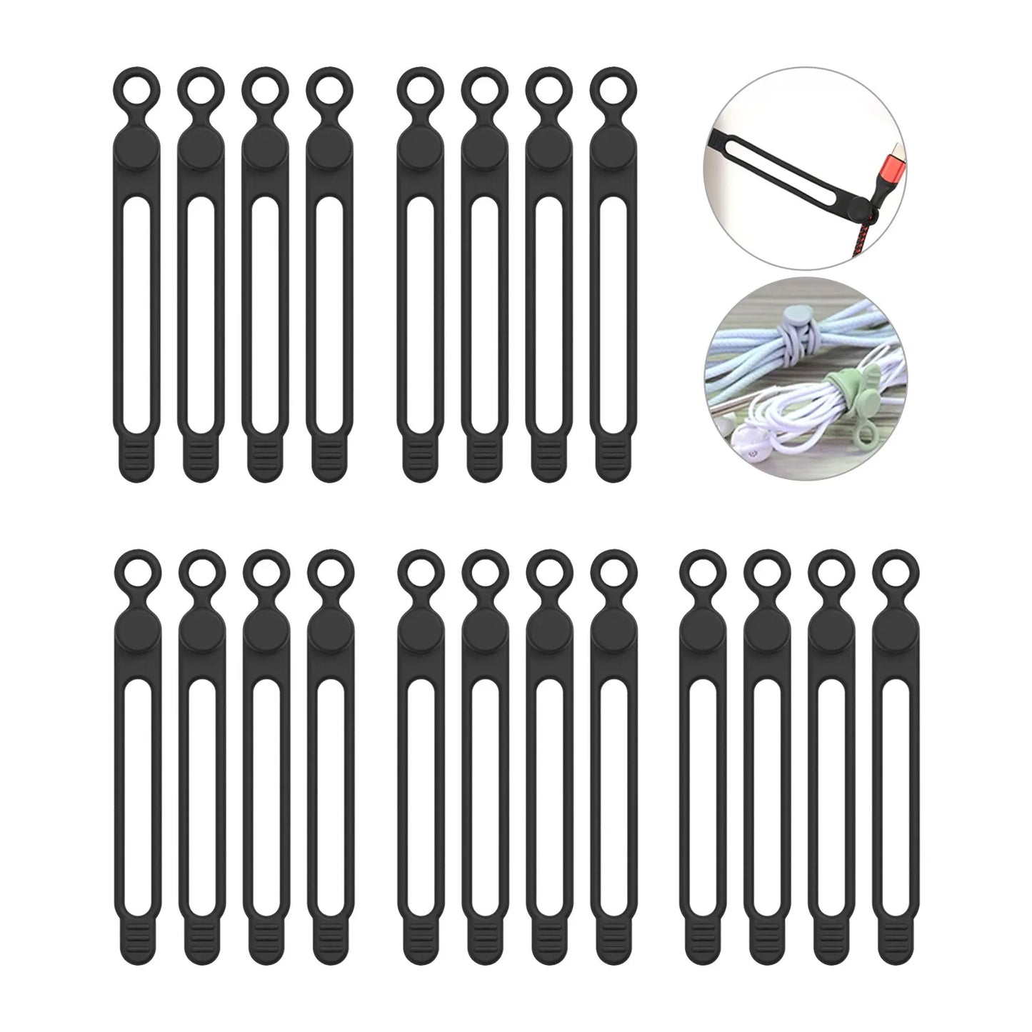 Reusable Silicone Cable Ties for Cord Management & Travel Organization
