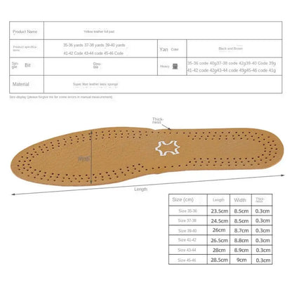 Genuine Leather Cushion Insoles for Men & Women