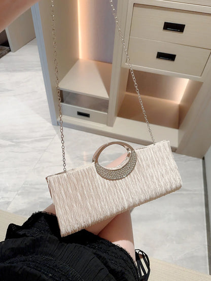 Classic Pleated Design Metal Evening Bag