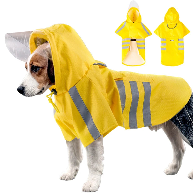 Waterproof Reflective Hooded Dog Raincoat
