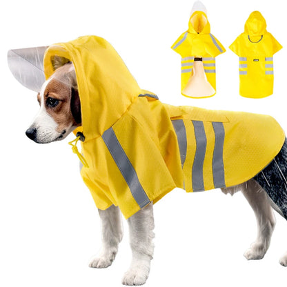 Waterproof Reflective Hooded Dog Raincoat