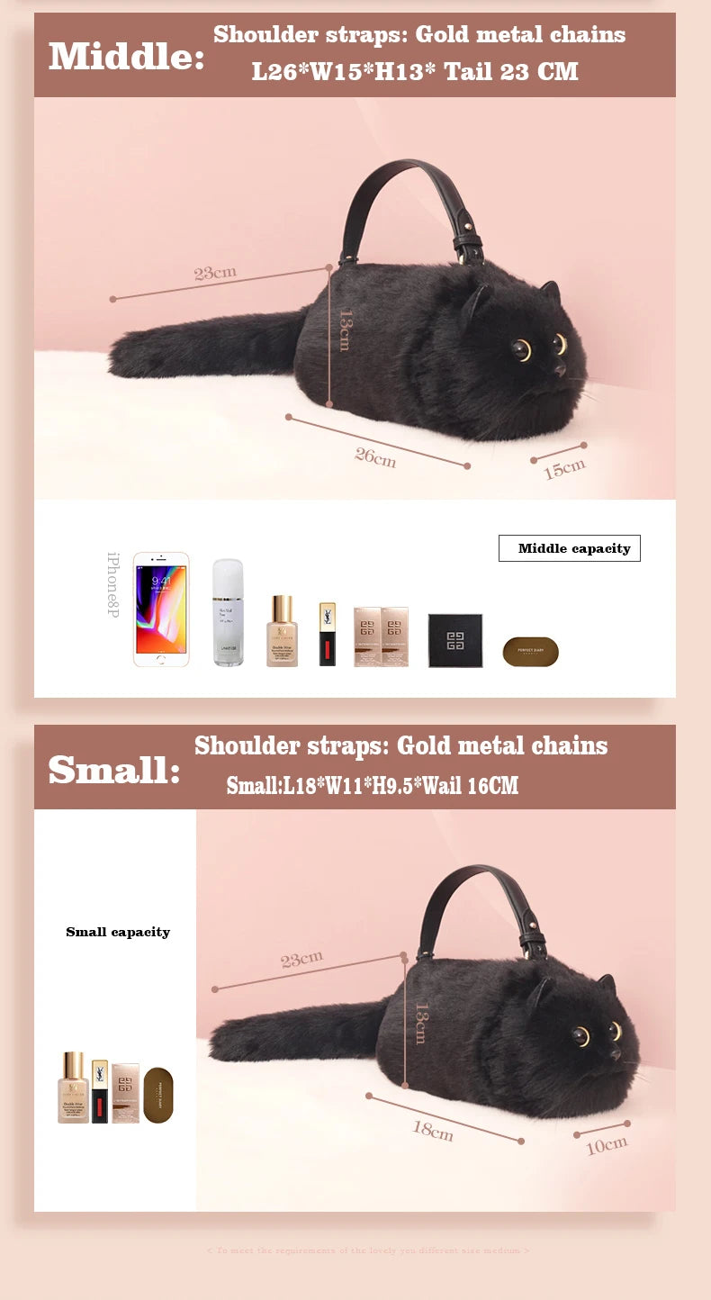 Cute Plush Cat Crossbody Shoulder Bag
