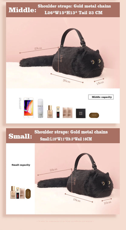 Cute Plush Cat Crossbody Shoulder Bag