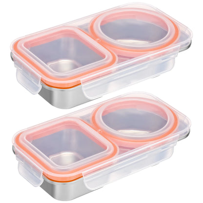 Stainless Steel Divided Bento Food Storage Box Set