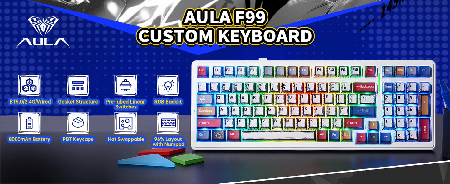 RGB Hot-Swappable Gaming Keyboard with PBT Comic Keycaps