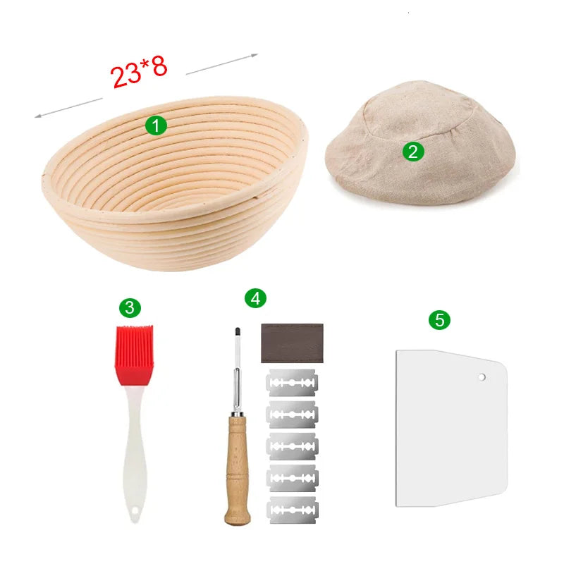 Oval Rattan Banneton Proofing Basket for Sourdough Bread with Washable Linen Liner