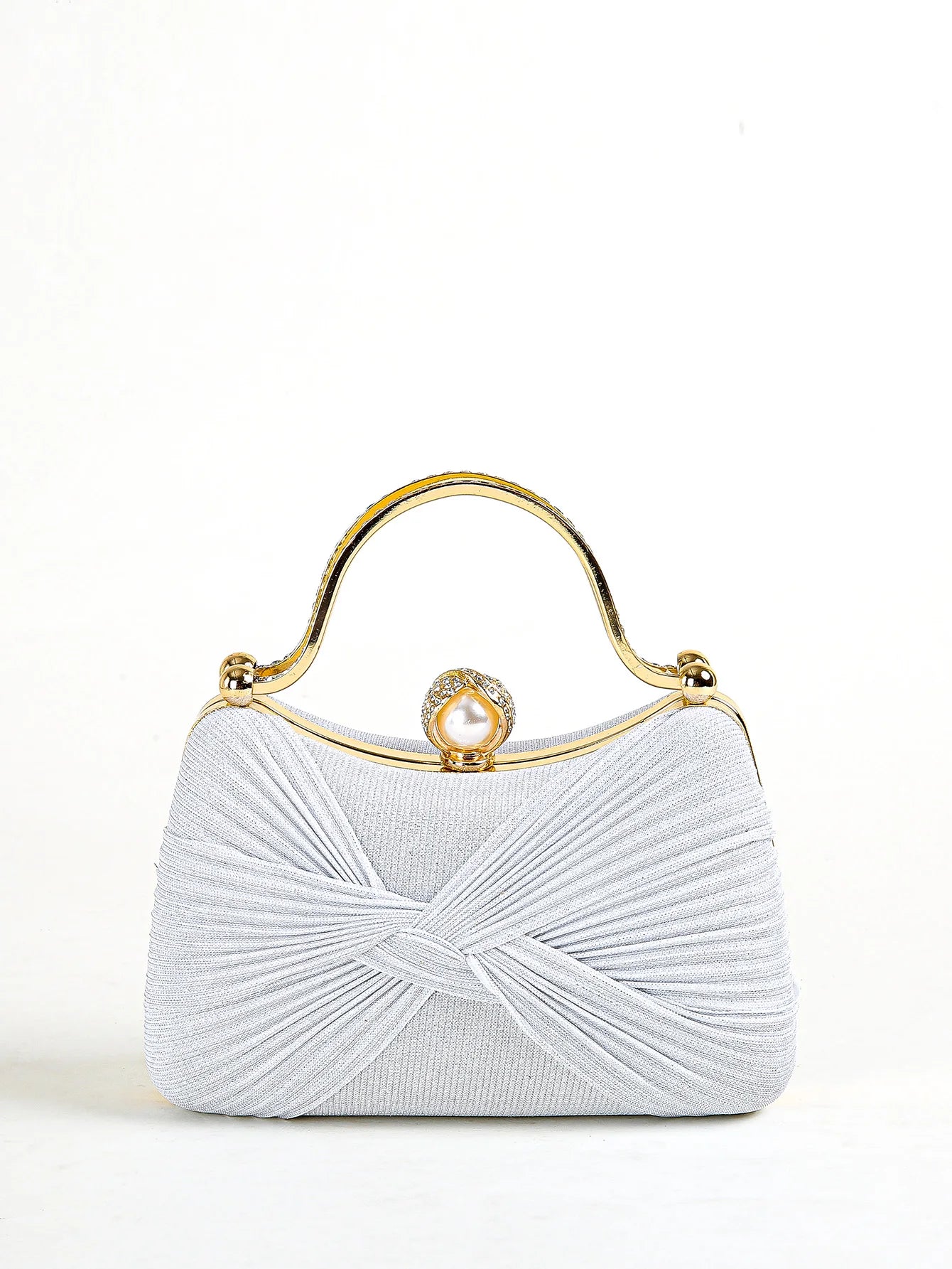 Ruched Glitter Evening Clutch Bag