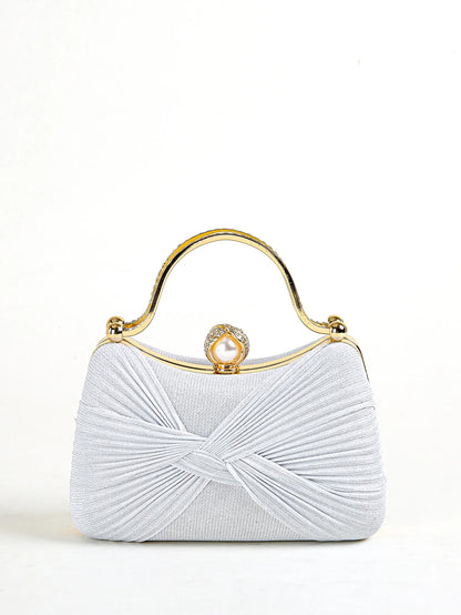 Ruched Glitter Evening Clutch Bag