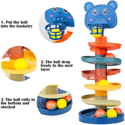 Montessori Baby Toy Rolling Ball Tower