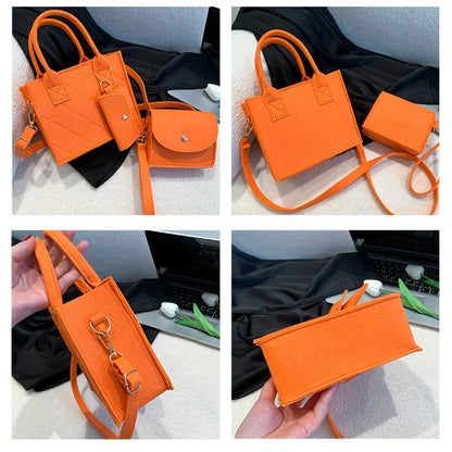 Felt Tote, Crossbody Bag & Wallet Set for Everyday Use