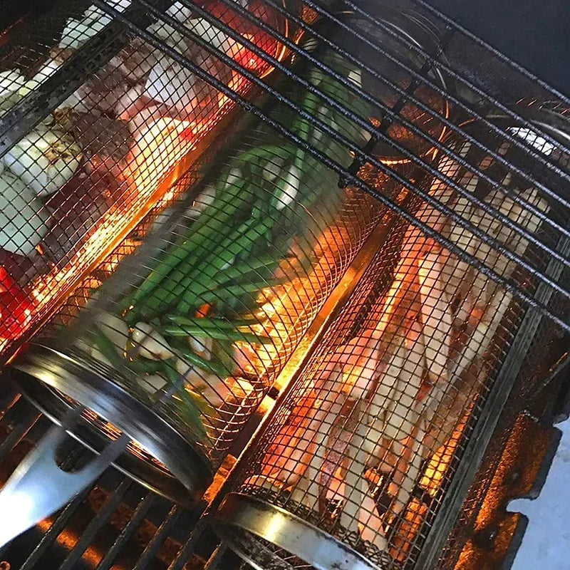 Stainless Steel Rolling BBQ Basket