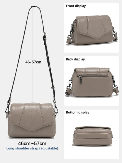 Genuine Leather Multi-Compartment Crossbody Bag