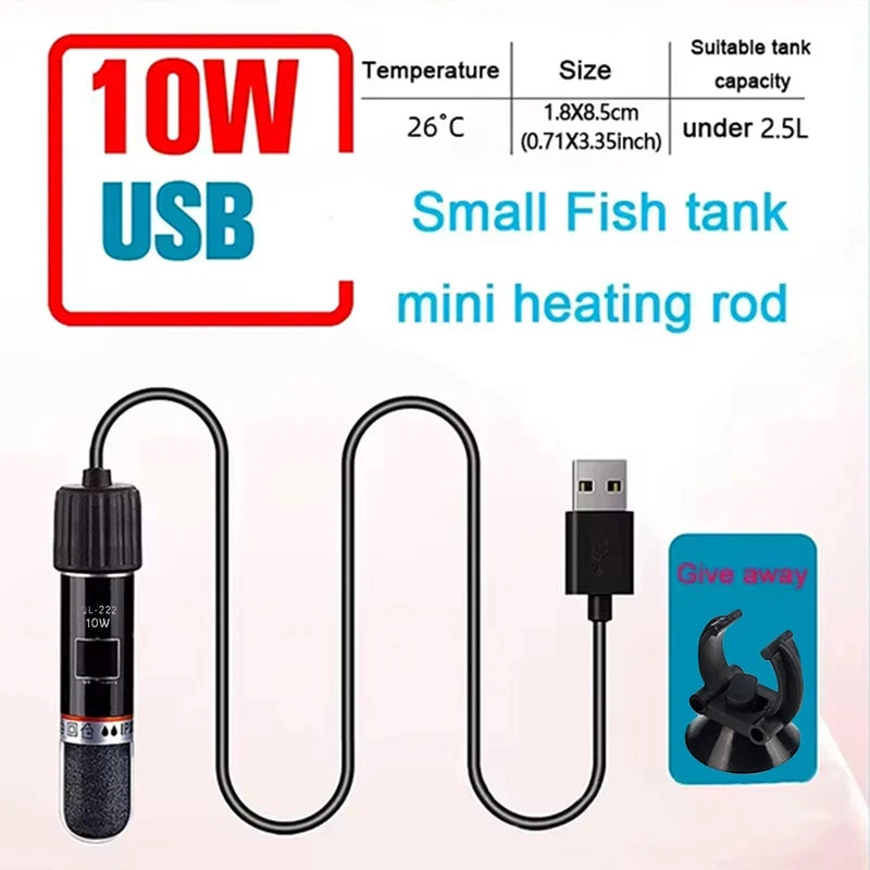 USB Mini Aquarium Heater 10W 26°C Constant Temperature