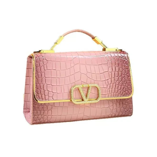 Elegant Croc-Texture Crossbody Tote Bag