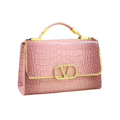 Elegant Croc-Texture Crossbody Tote Bag