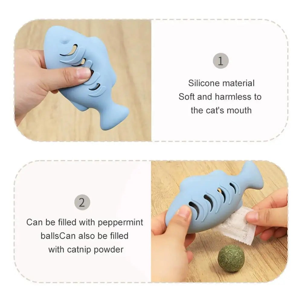 Interactive Silicone Fish Treat Dispenser Cat Toy