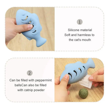 Interactive Silicone Fish Treat Dispenser Cat Toy