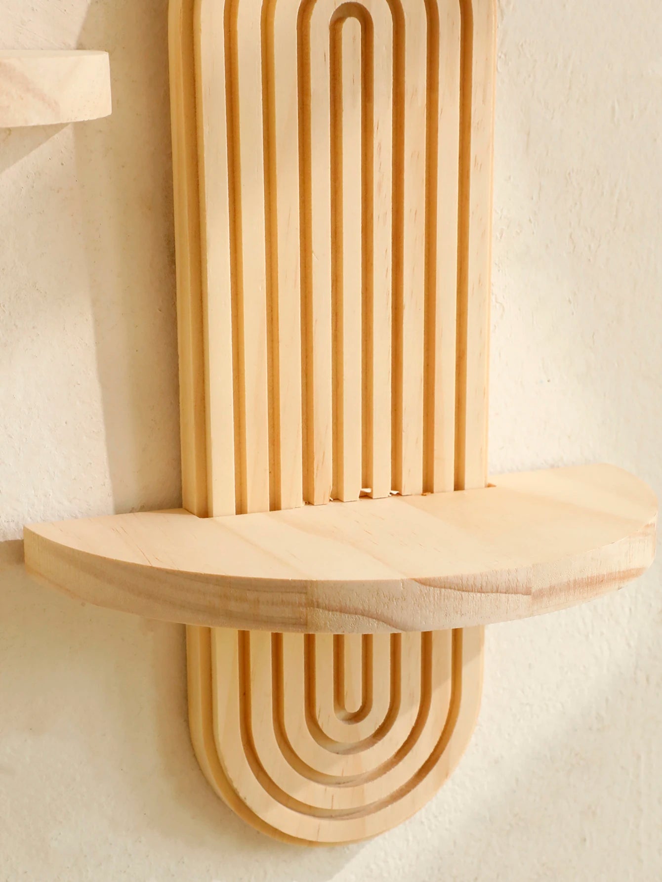 Geometric Natural Wood Wall Mounted Display Shelf